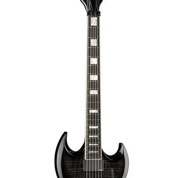 Dean DCR SPLTF TBK Custom Run No. 12 Split-Tail Solid-Body Electric Guitar with Case, Trans Black