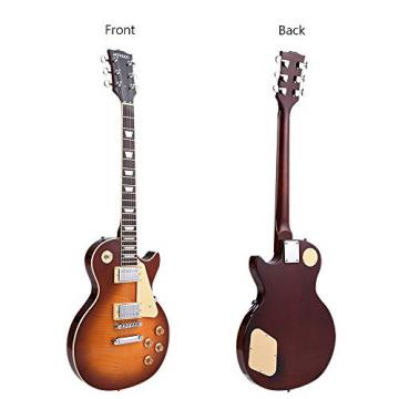 ammoon Electric Guitar 6 String Solid Wood Brims 23 Frets Basswood Body Dual-coil Pickup Tremolo &amp; Rhythm Control with Pickguard 6.35mm Cable