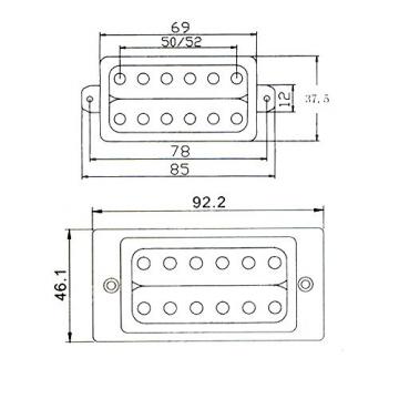 Yibuy Black Color HBC-WRM Double Coil Humbucker Pickup Neck and Bridge for Electric Guitar