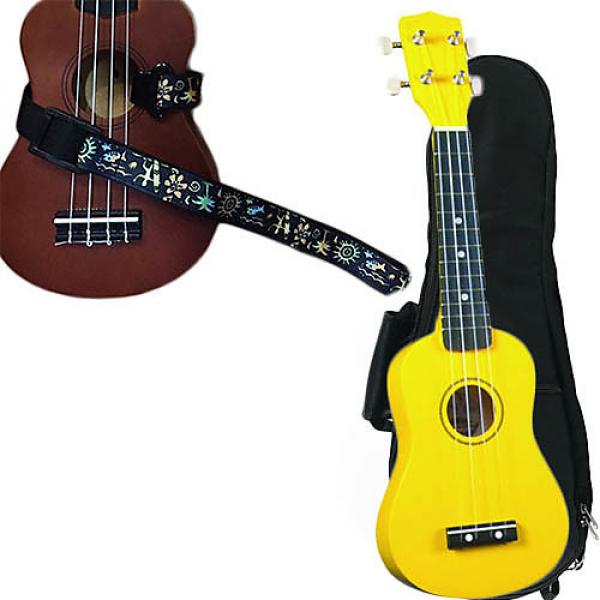 Custom Yellow Soprano Ukulele Pack w/Masterstraps Hawaiian Surfer Strap #1 image