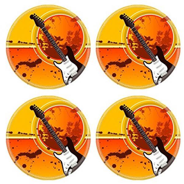 Liili Round Coasters A solid body electric guitar is centerpiece to this grunge music background Photo 4616914 #1 image