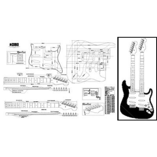 Plan of Stratocaster Double-Neck Electric Guitar - Full Scale Print #1 image