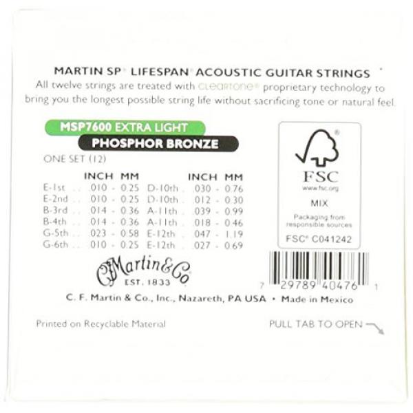 Martin martin guitar strings acoustic medium MSP7600 guitar strings martin SP martin guitars Lifespan martin guitar strings acoustic 92/8 martin acoustic guitar Phosphor Bronze Acoustic String, Extra Light, 12-String #2 image