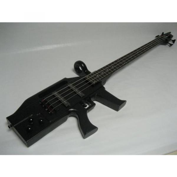 Ktone 4 String Bass Electric Guitar, Machine Gun Shape, Ak-47, Black, Gig Bag #1 image